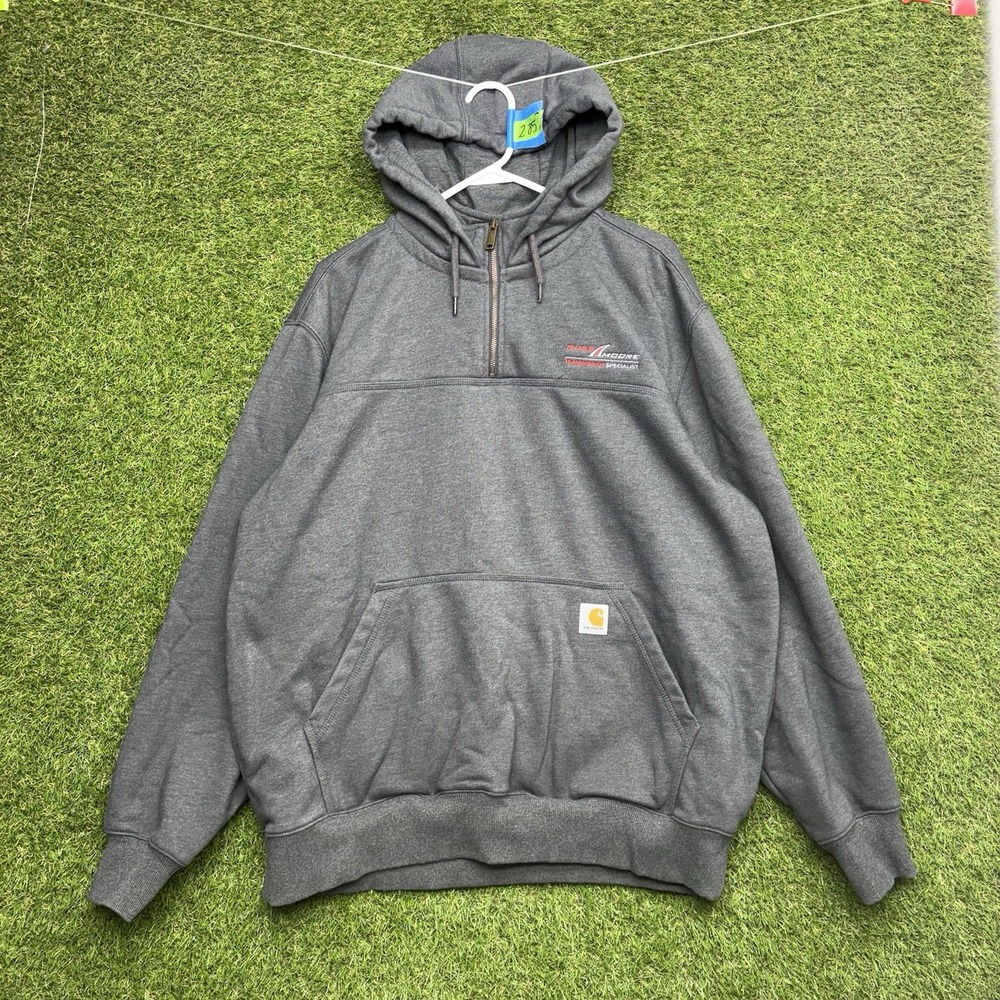Carhartt Rain Defender Hoodie Mens XL Cotton Blend 1/4 Zip Pullover Workwear
